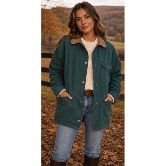 Charter Club Jackets & Blazers - Vintage Charter Club Jacket Women Large Green Jane Justin Barn Corduroy Collar